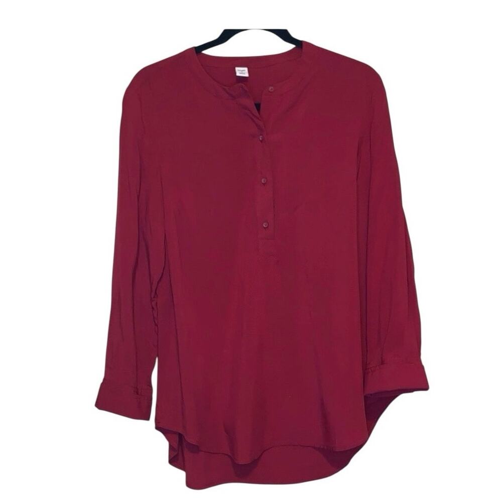 Old Navy Burgundy Blouse Womens Medium Long Sleeve Work Top